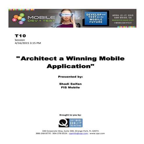 Architect a Winning Mobile Application