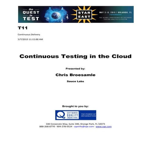 Continuous Testing in the Cloud