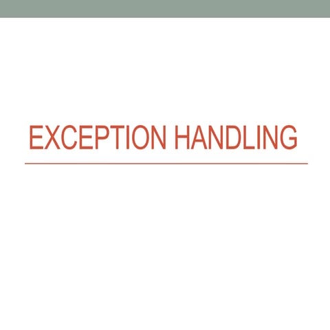 exception handling | PPT