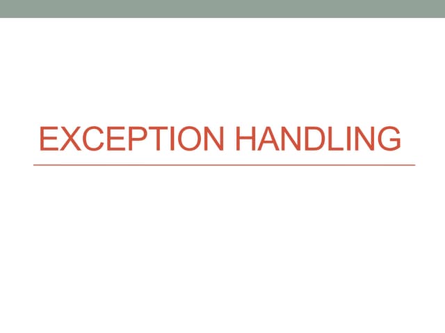 exception handling | PPT