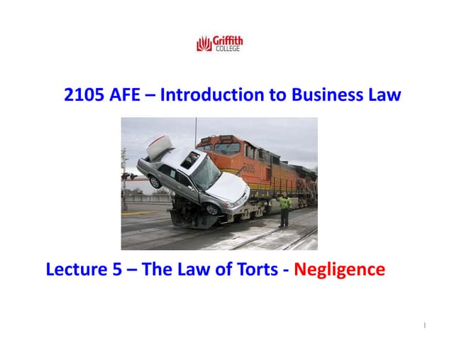 T1 2021 Business Law Lecture Week 5 Law Of Torts Negligence 1 Ppt T1 2021 Business Law Lecture Week 5 Law Of Torts Negligence 1 Ppt