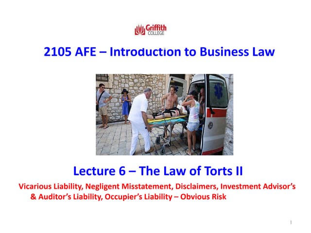 T1 2021 Business Law Lecture Week 6 Law Of Torts Negligence 2 Ppt T1 2021 Business Law Lecture Week 6 Law Of Torts Negligence 2 Ppt