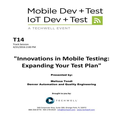Innovations in Mobile Testing: Expanding Your Test Plan