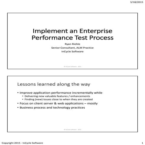 Implement an Enterprise Performance Test Process