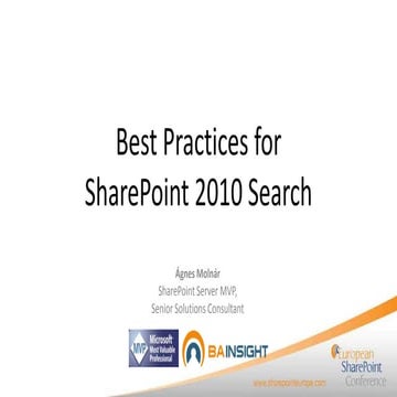Best Practices for SharePoint 2010 Search