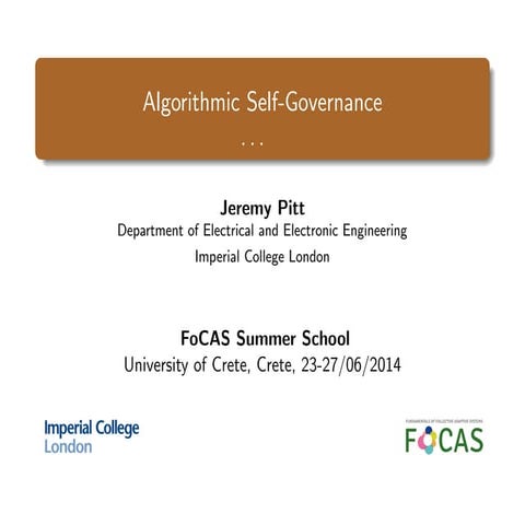 Part 1: Algorithmic Self-Governance
