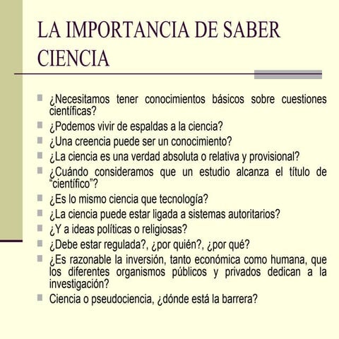 T1 La Importancia De Saber Ciencia | PPT