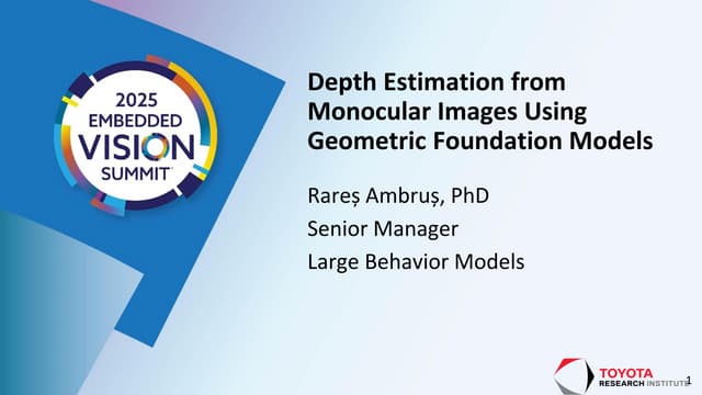 “Depth Estimation from Monocular Images Using Geometric Foundation Models,” a Presentation from Toyota Research Institute