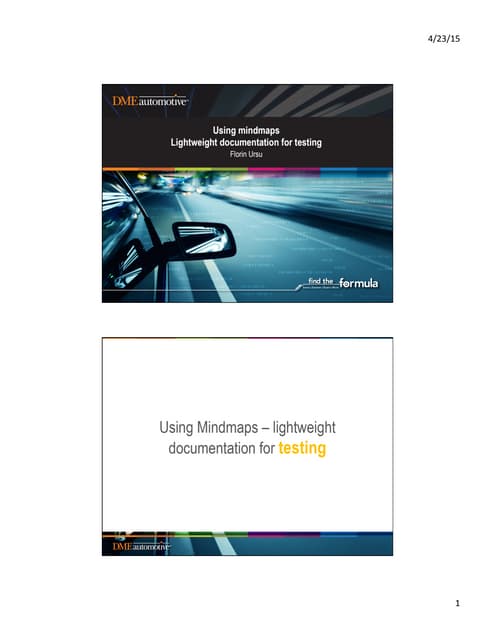 Mindmaps: Lightweight Documentation for Testing