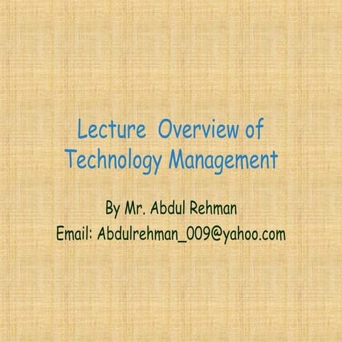 Technology Management and its basics