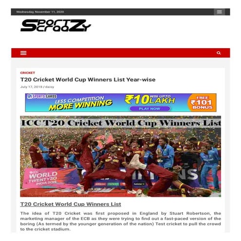 T20 cricket world cup winners list