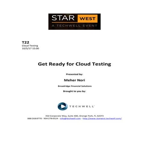 Get Ready for Cloud Testing