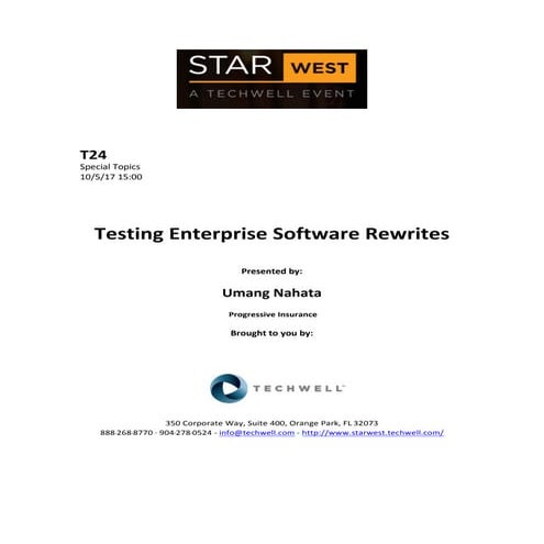 Testing Enterprise Software Rewrites
