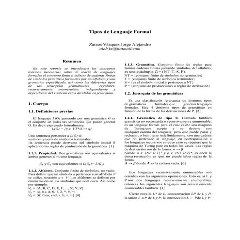 Tipos de lenguaje formal según Chomsky