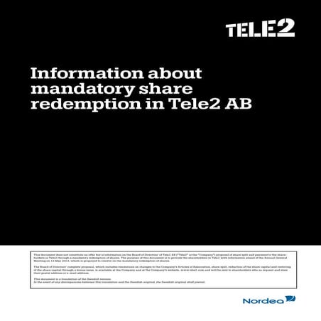 Tele2 Redemption  program