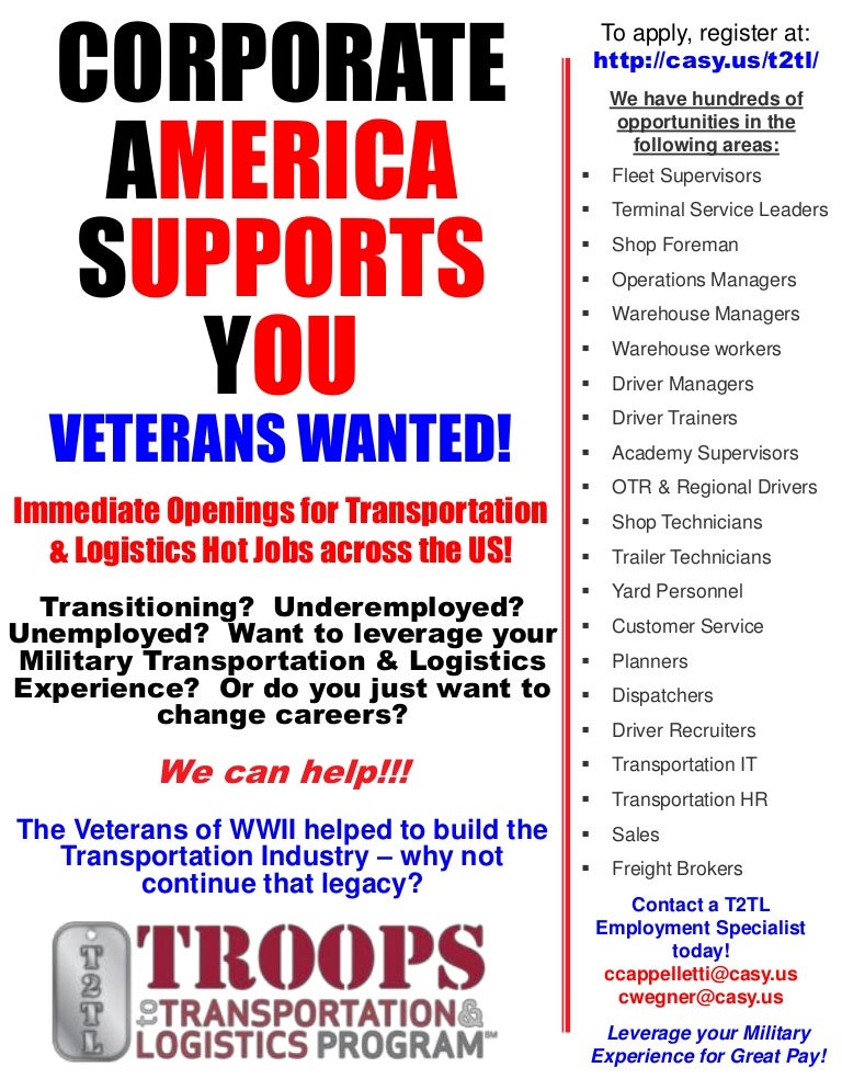 Transportation and Logistics jobs Nationwide openings!