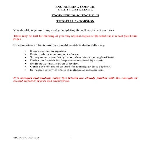 Torsion Hollow Shaft