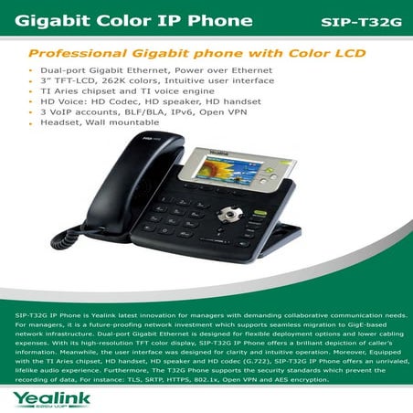 T32 g datasheet-yealink