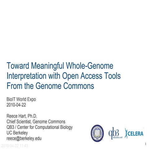 Bio-IT 2010 Genome Commons