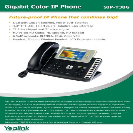 T38 g datasheet-yealink