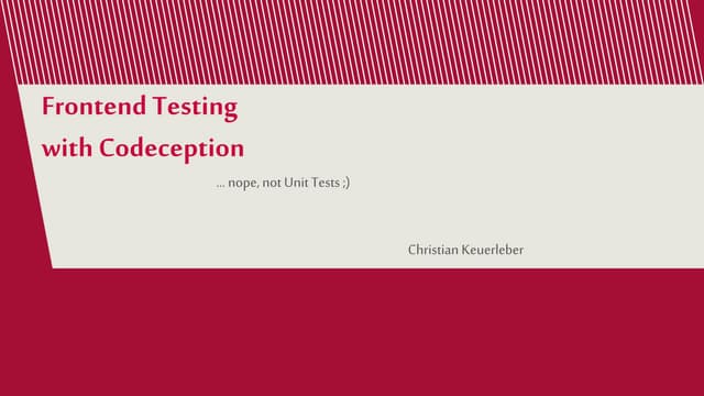 Frontend testing with Codeception
