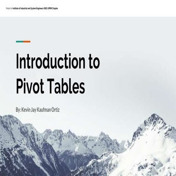 Introduction to Pivot Tables | PPTX