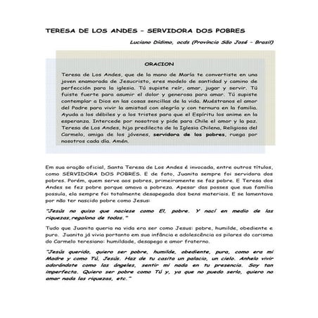 CLASUR 2016 - BRASIL sudeste - "Teresa de Los Andes, servidora dos pobres"