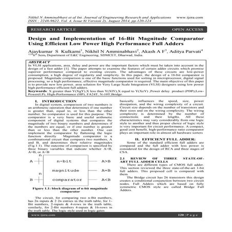 Design and Implementation of 16-Bit Magnitude Comparator Using Efficient Low ...