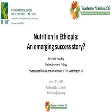 Nutrition in Ethiopia: An emerging success story?