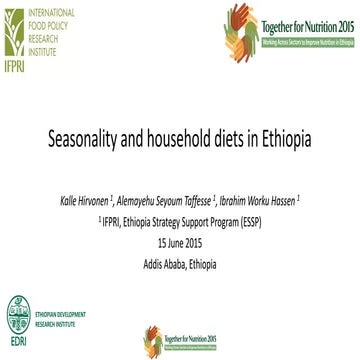 Seasonality and household diets in Ethiopia