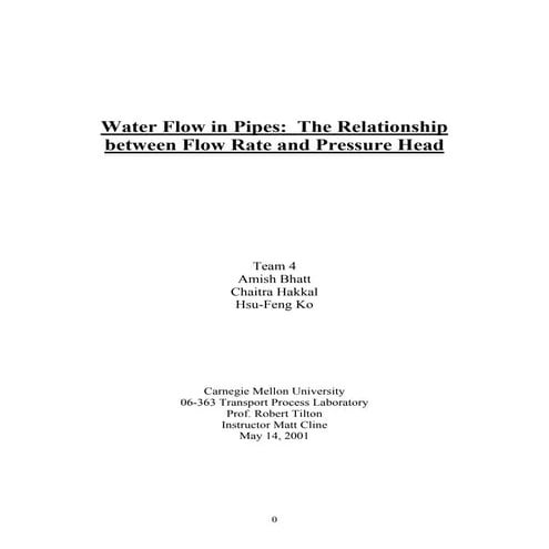 Flow rate and pressure head