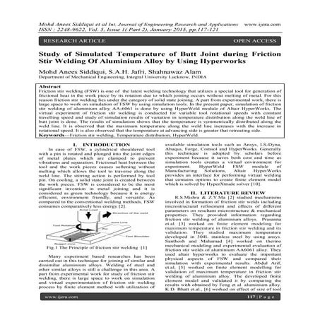 Study of Simulated Temperature of Butt Joint during Friction Stir Welding Of ...