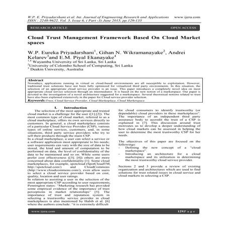 Cloud Trust Management Framework Based On Cloud Market spaces