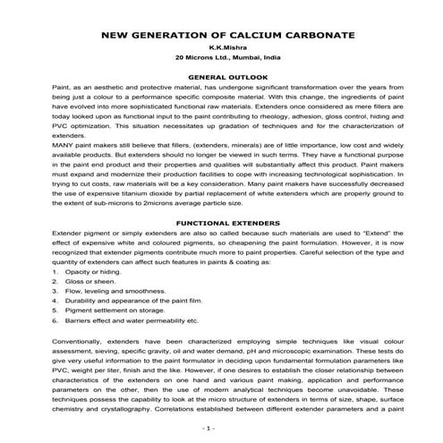 T6    new generation calcium carbonate by k.k. mishra