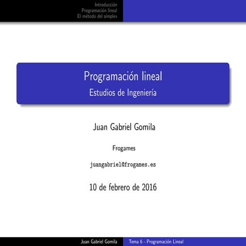 Tema 6 Álgebra Lineal: Programación Lineal
