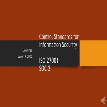 Control Standards for Information Security