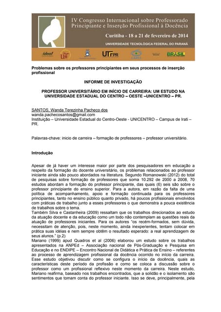 PROFESSOR UNIVERSITÁRIO EM INÍCIO DE CARREIRA: UM ESTUDO NA UNIVERSIDADE ESTA...