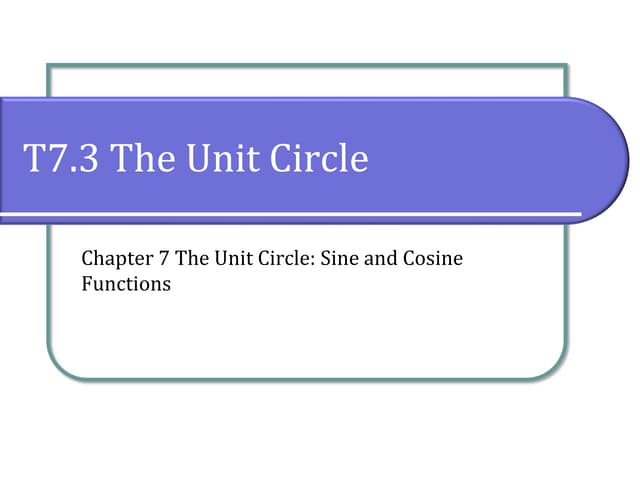 T7.3 The Unit Circle and Angles Presentation