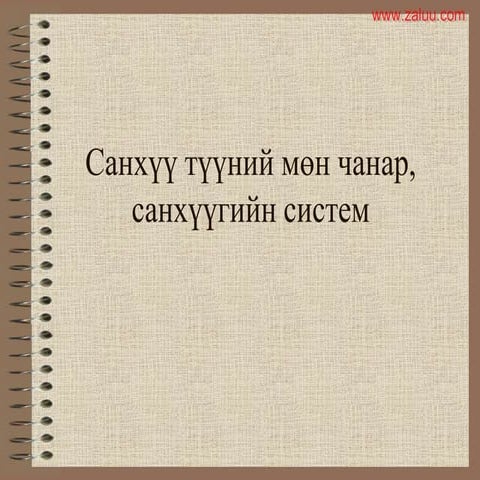 Санхүү түүний мөн чанар санхүүгийн систем