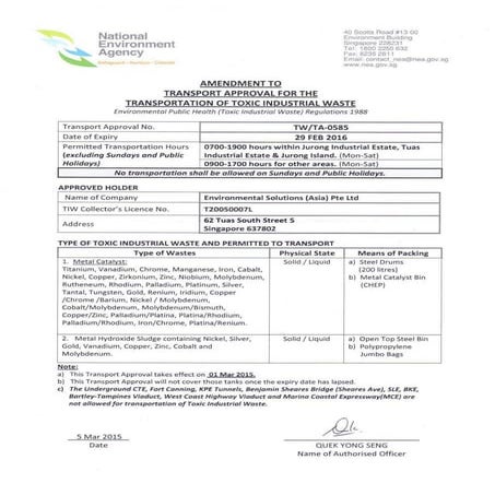 TRANSPORT APPROVAL LICENCE | PDF