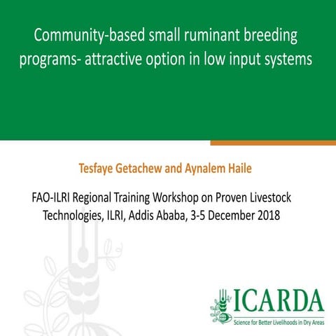 Community-based small ruminant breeding programs—Attractive option in low inp...
