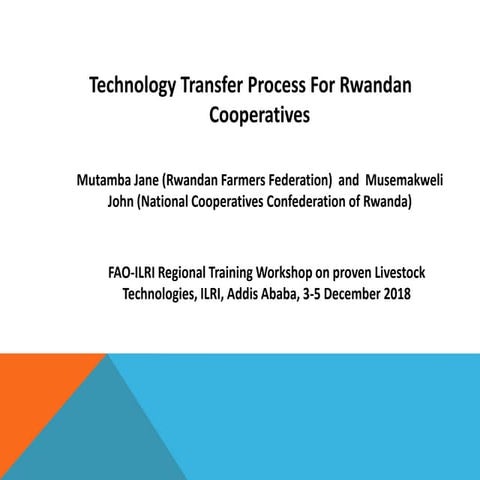 Technology transfer process for Rwandan Cooperatives