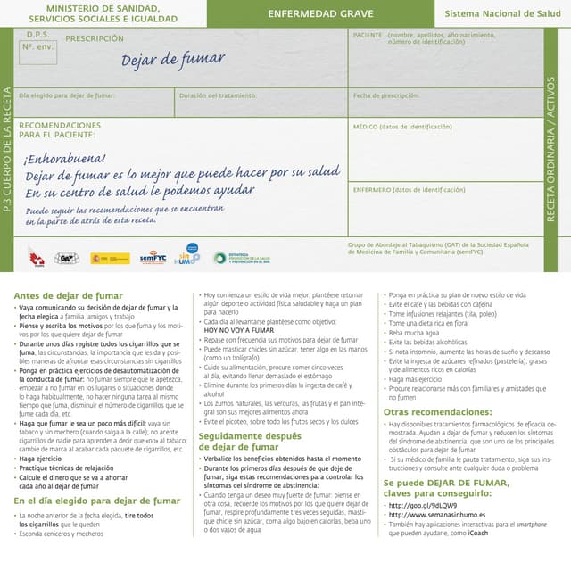 Tabaco Receta información  para. paciente
