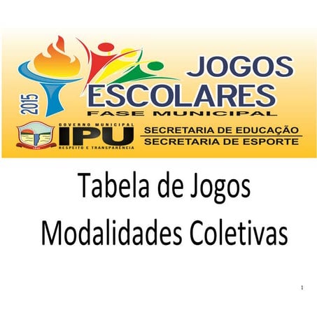 Tabela dos Jogos Escolares 2015
