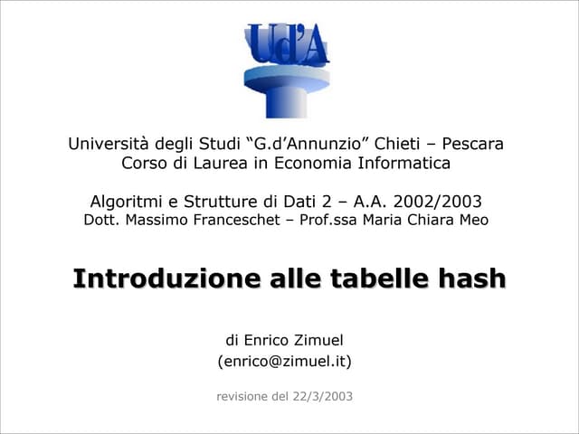 Introduzione alle tabelle hash