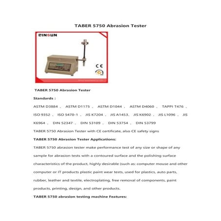 Taber abrasion tester | PDF