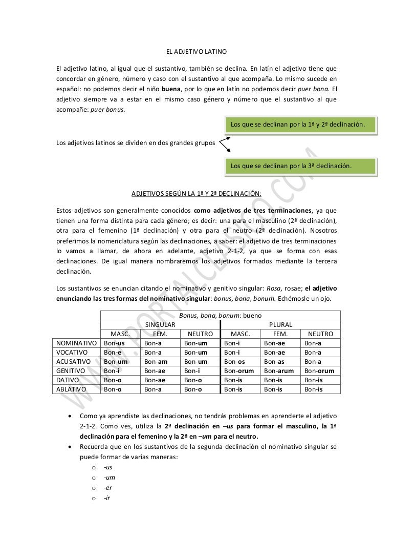 Tabla De Adjetivos