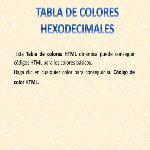 Tabla de colores hexodecimales