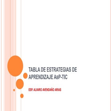 Tabla de estrategias de aprendizaje tic