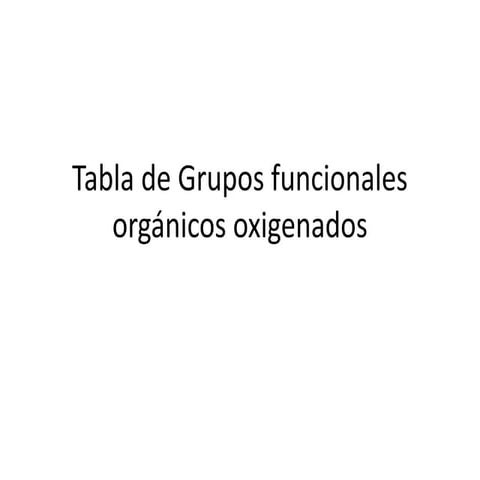 Tabla de grupos funcionales orgánicos oxigenados